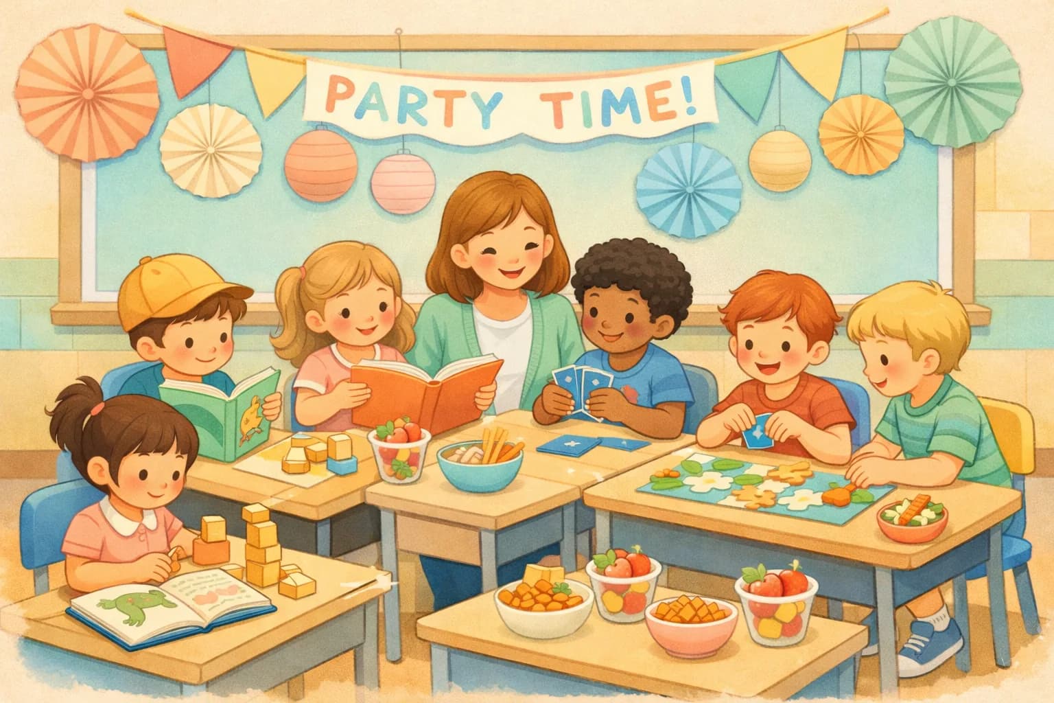A teacher-approved classroom celebration with books and healthy snacks